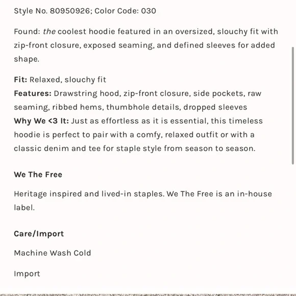 Free People Camden Zip Up Hoodie in Norwegian Woods NWOT - Picture 3 of 6